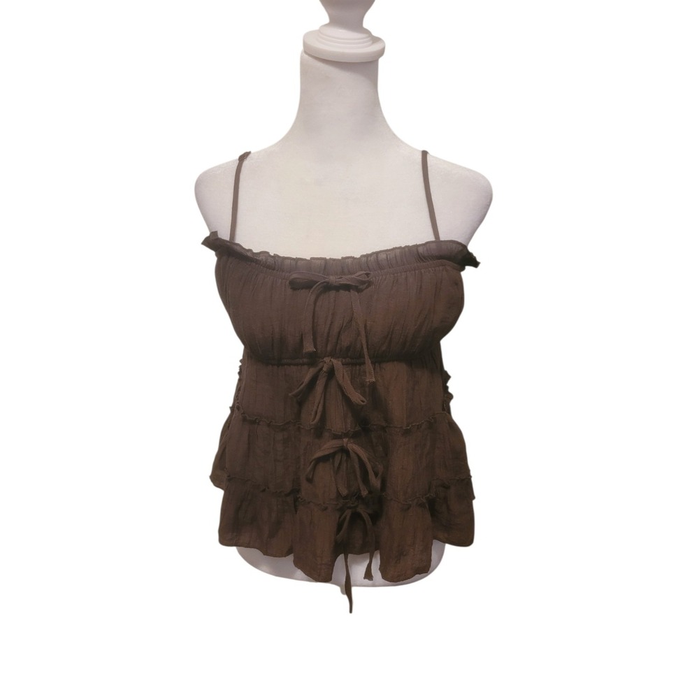 Thirty / Thirty LA Top Small Milkmaid Boho Festival Y2K Babydoll Lace Ruffle